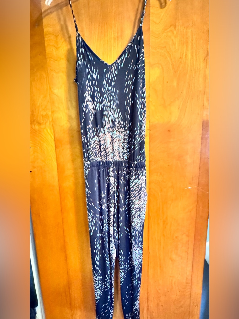 Veronica M Printed Spaghetti-Strap Jumpsuit size M